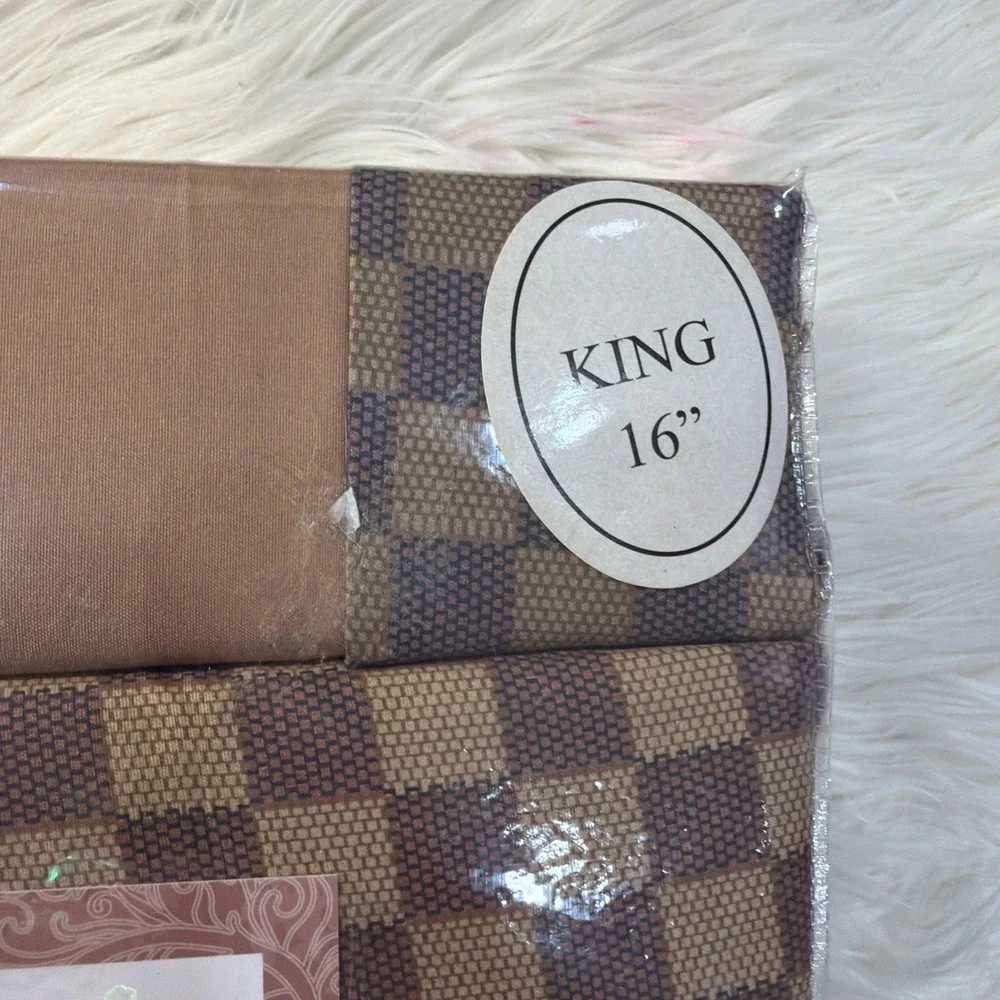 Mrs Bella Home King Bamboo Sheet Set 4-Piece Brown Check Pattern